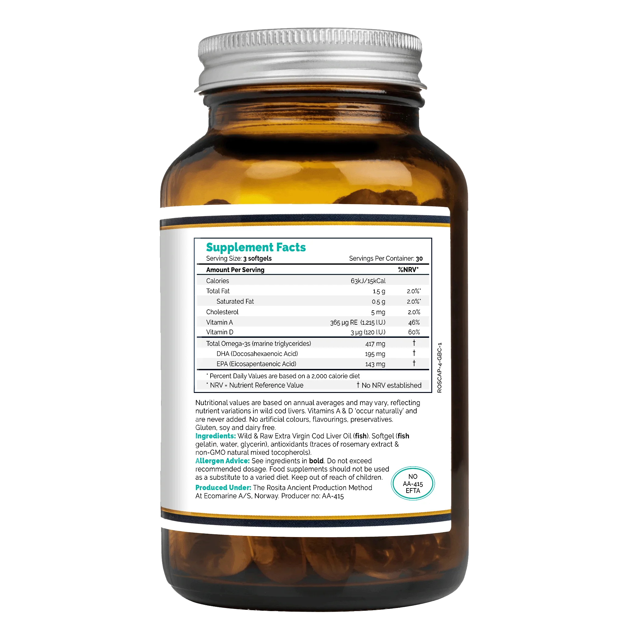Rosita Extra Virgin Cod Liver Oil 90 Softgels - Image 4